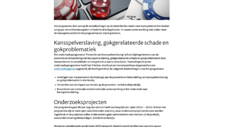 KSA lanceert onderzoeksprogramma naar verslaving